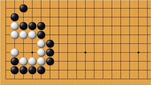 黒先殺白,外圍攻擊難以奏效,要到白棋內(nèi)部找出其弱點(diǎn)將其擒獲